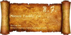 Mencs Fedóra névjegykártya